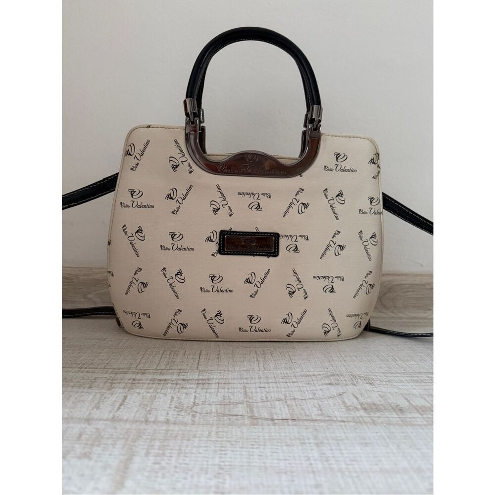 Walter Valentino Cream Logo-Print Satchel